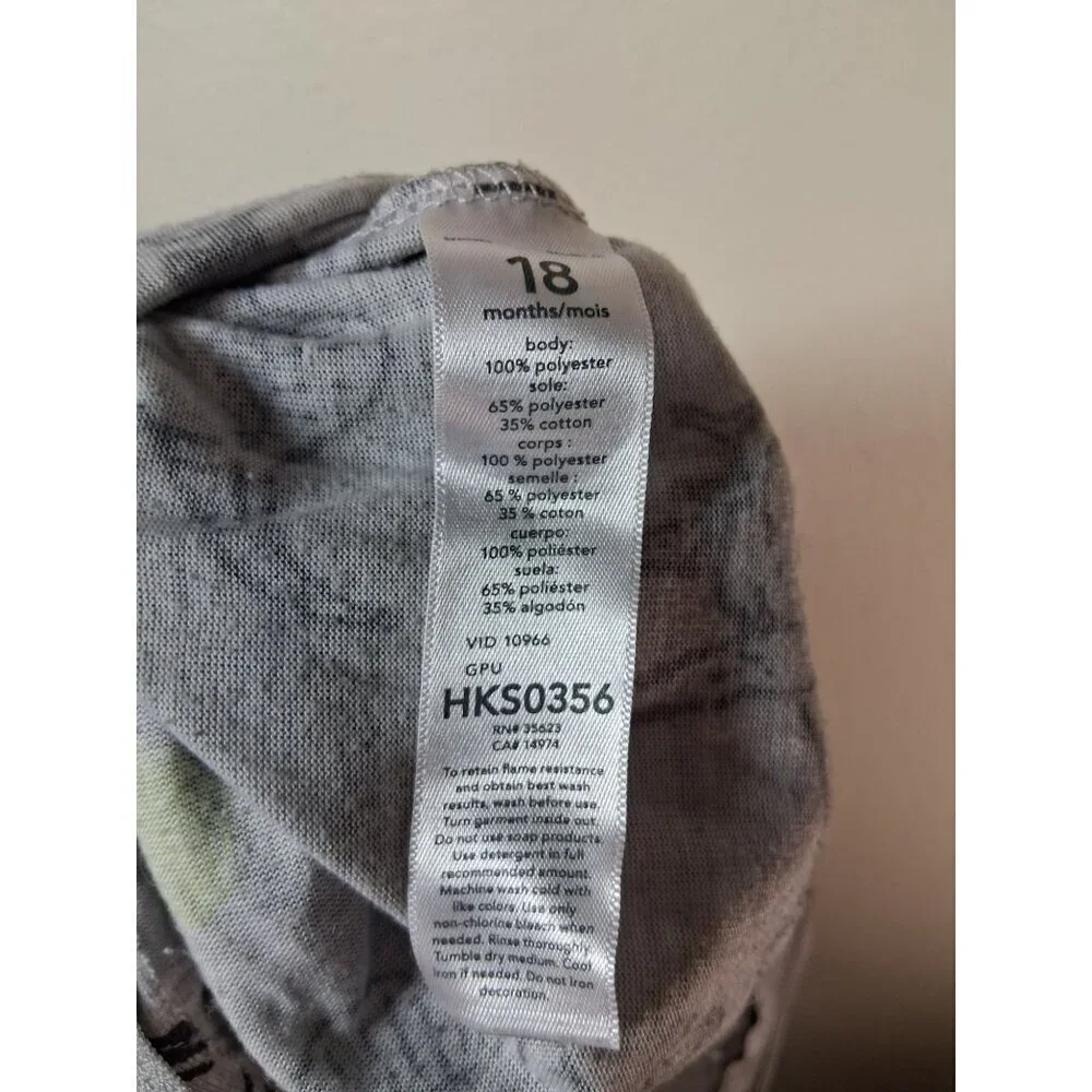 Carter's Pajamas One Piece Dinosaur Long Sleeve Winter Gray Size 18 Months